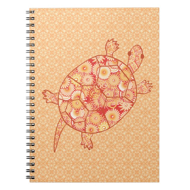 Cuaderno Tortuga giratoria fractal - tonos de mandarina nar (Frente)