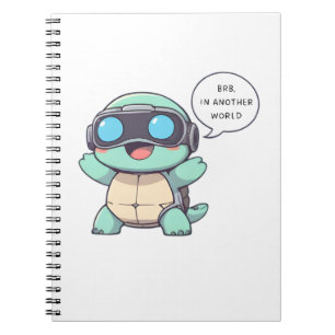 Cuaderno Tortuga Jugadora de VR "BRB En Otro Mundo" Kawaii 