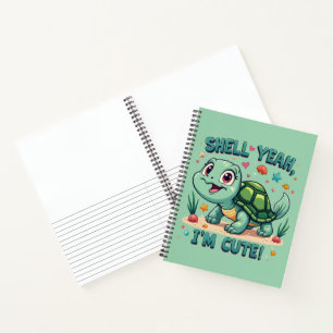 Cuaderno Tortuga kawaii con divertida estética del océano p