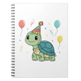 Cuaderno Tortuga llevando un Gorra Fiesta