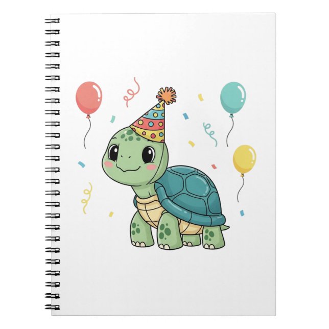 Cuaderno Tortuga llevando un Gorra Fiesta (Frente)