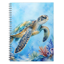 Tortuga marina acuarela bajo el agua