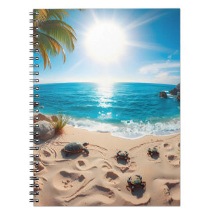 Cuaderno Tortuga Marina Acuarela Turquesa Costera Zen