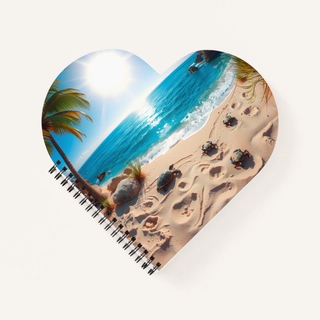 Cuaderno Tortuga Marina Acuarela Turquesa Costera Zen (Anverso)