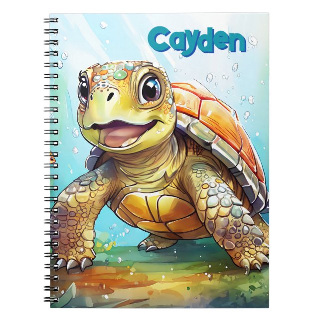 Cuaderno Tortuga Marina Adorable Personalizada (Frente)