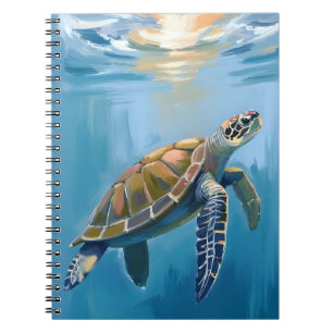 Cuaderno Tortuga Marina Animal Oceánico Acuarela