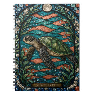 Cuaderno Tortuga Marina Coral Bajío Vidrio Teñido Illumina