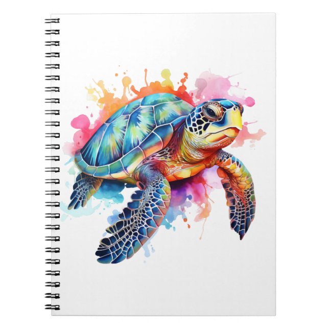 Cuaderno Tortuga marina en colorida acuarela (Frente)
