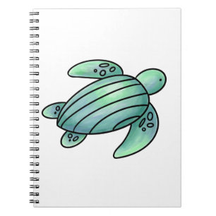 Cuaderno tortuga marina pintada con acuarela azul verde de