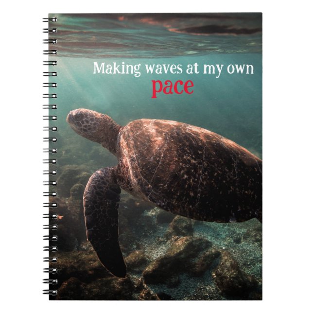 Cuaderno Tortuga marina verde nadando bajo el agua (Frente)