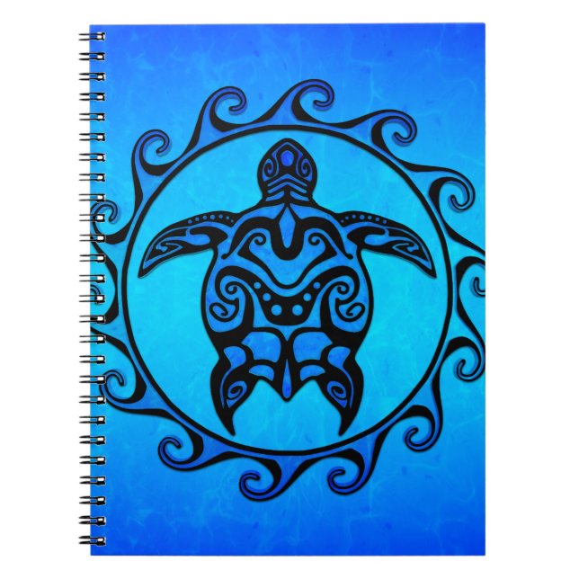 Cuaderno Tortuga tribal azul Sun (Frente)