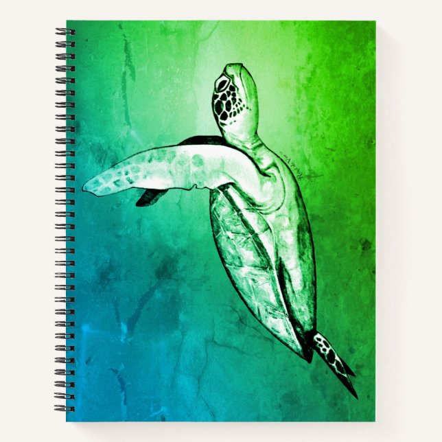 Cuaderno Tortuga tropical marina verde (Anverso)