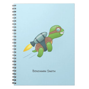 Cuaderno Tortuga voladora con jetpack azul