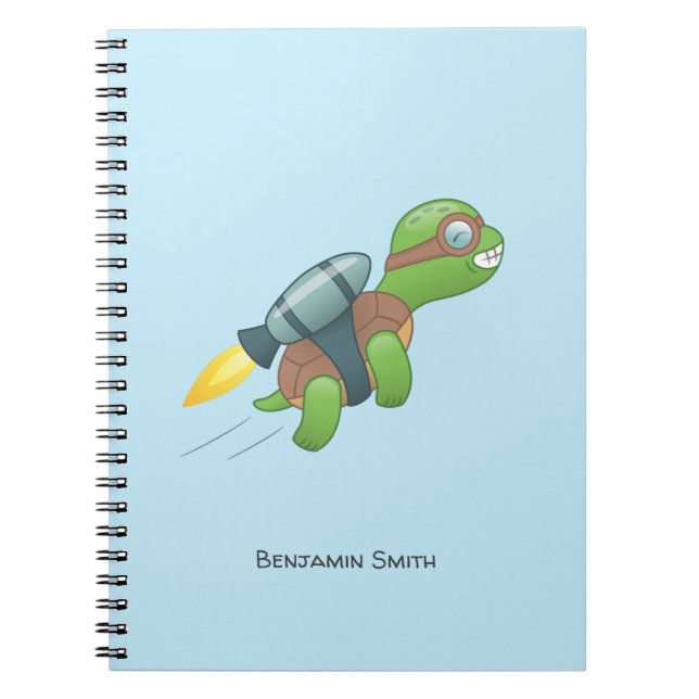 Cuaderno Tortuga voladora con jetpack azul (Frente)