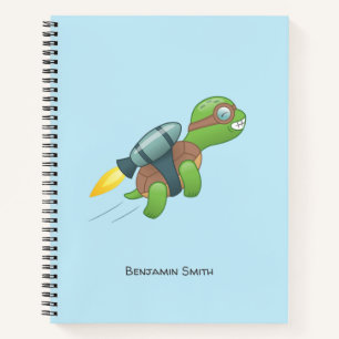 Cuaderno Tortuga voladora con jetpack azul