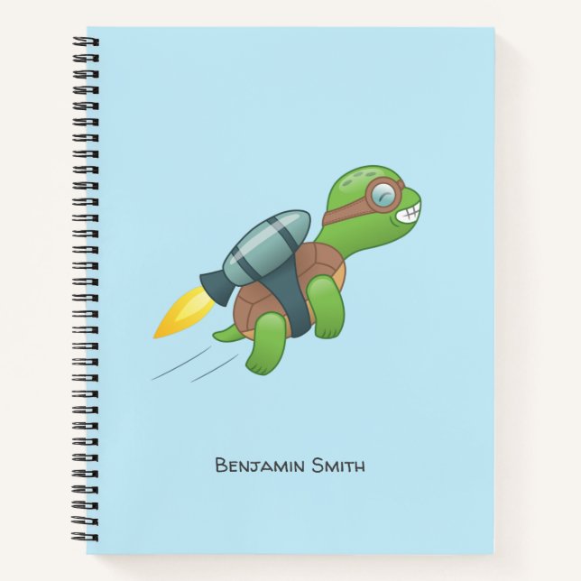 Cuaderno Tortuga voladora con jetpack azul (Anverso)