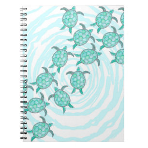Cuaderno Tortugas de mar verde azuladas de la acuarela en