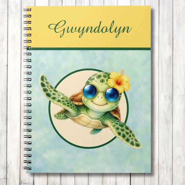 Cuaderno Tortugas Marinas Bebés Adorables con Flores Tropic (Subido por el creador)