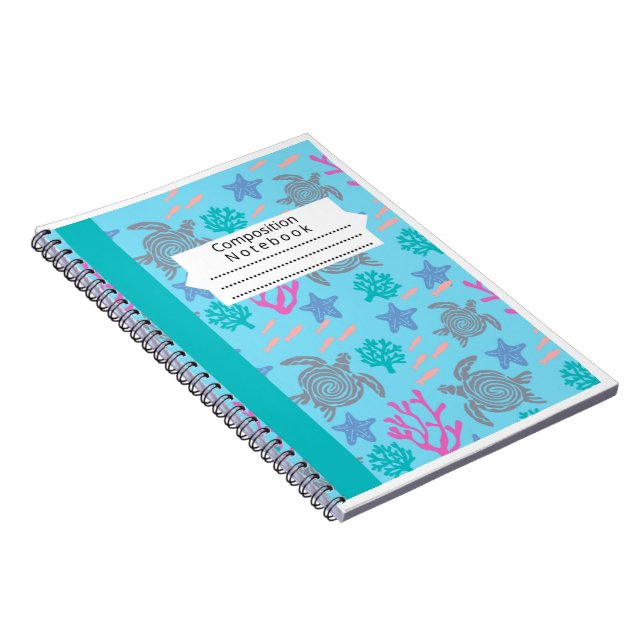 Cuaderno tortugas marinas de fondo azul claro (Lado Derecho)