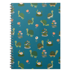 Cuaderno Tortugas y hojas de lirio en azul turquesa