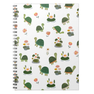 Cuaderno Tortugas y hojas de nenúfar sobre blanco