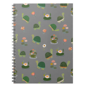 Cuaderno Tortugas y hojas de nenúfar sobre gris