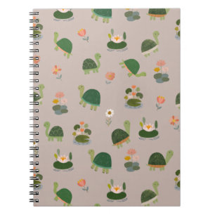 Cuaderno Tortugas y hojas de nenúfar sobre marrón claro