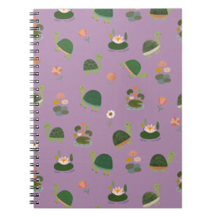 Cuaderno Tortugas y hojas de nenúfar sobre púrpura claro