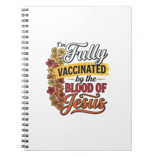 Cuaderno Totalmente vacunado por la sangre de Jesús Diseño