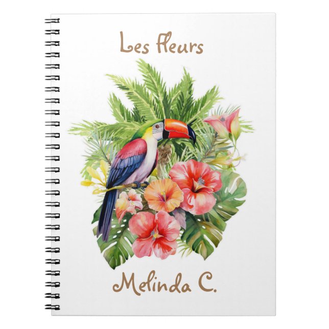 Cuaderno Toucan with Tropical Flowers Notebook (Frente)