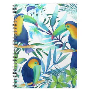 Cuaderno Toucanes Tropicales: Patrón de Flores Exóticas.