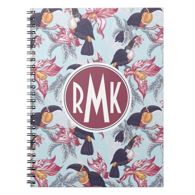Cuaderno Toucans con el monograma exótico de las flores el (Frente)