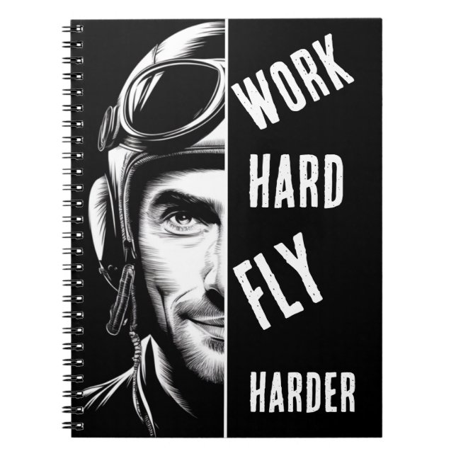 Cuaderno TRABAJA duro, Vuela Más Duro, Piloto,Cómic (Frente)