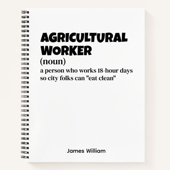 Cuaderno Trabajador agrícola - Divertida idea de regalo (Anverso)