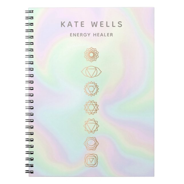 Cuaderno Trabajador de energía espiritual de Chakras hologr (Frente)