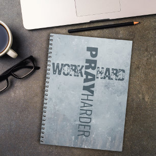 Cuaderno Trabajo inspirador Reza fuerte Cruz más dura Azul