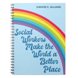 Cuaderno Trabajo social cita Inspiradora azul arcoiris