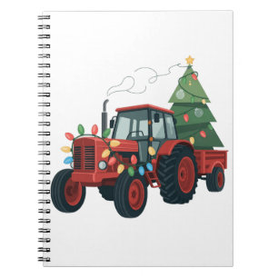 Cuaderno Tractor con remolque Santa granja agricultor Navid