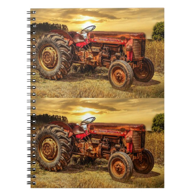 Cuaderno Tractor de granjas rojas Vintage (Frente)