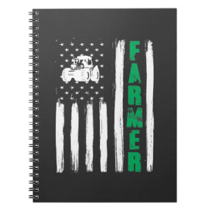 Cuaderno Tractor de granjero de bandera estadounidense Patr