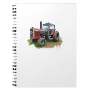 Cuaderno Tractor rojo de Massey Ferguson en el campo