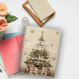 Cuaderno Tradicional Feliz Navidad Antiguo Oro cálido