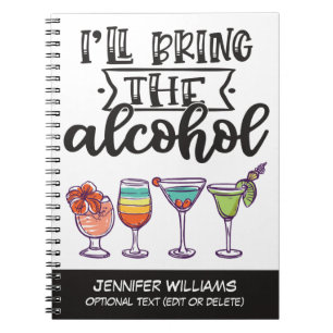 Cuaderno Traeré los cócteles coloridos de alcohol para dive