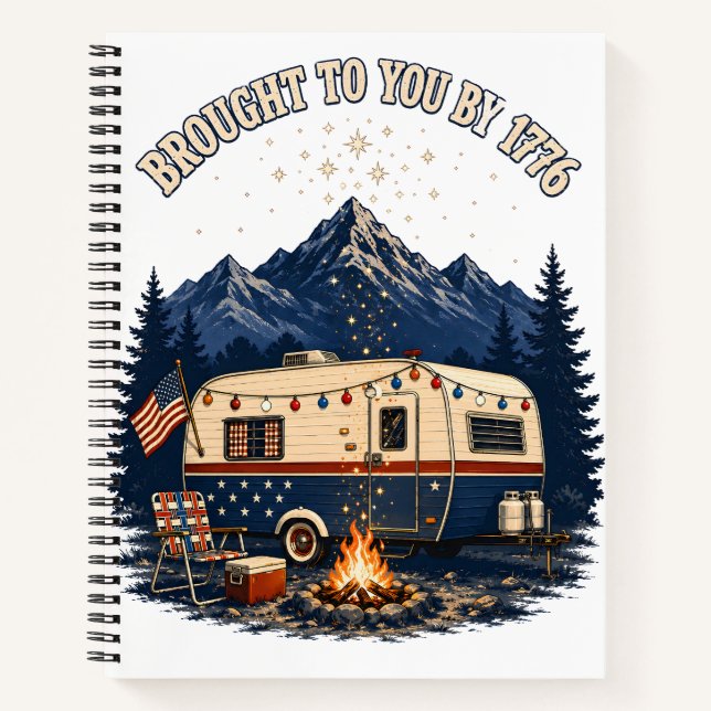 Cuaderno Trailer de Camping del 4 de Julio Montañas (Anverso)