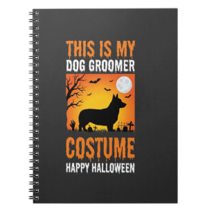 Cuaderno Traje de peluquero de perro de Halloween Silueta