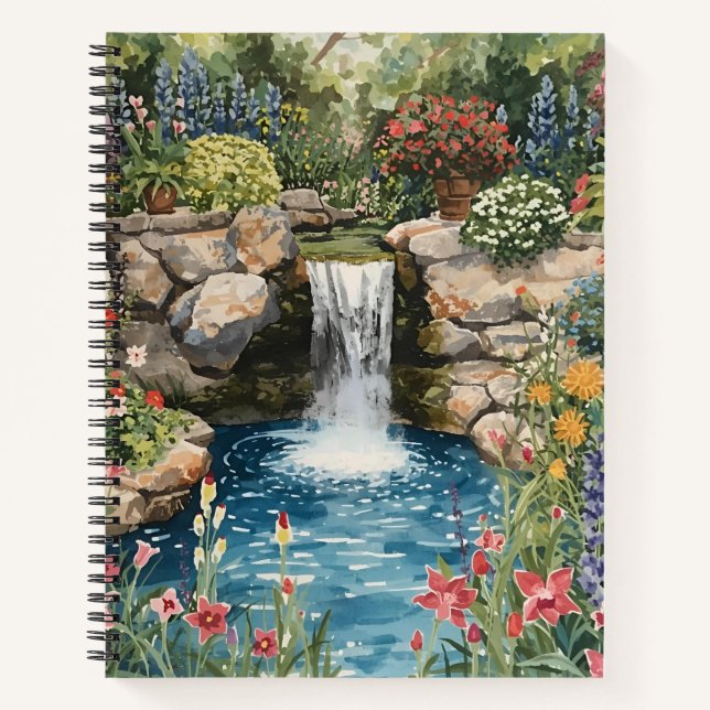 Cuaderno Tranquil Garden Waterfall Spiral Notebook (Anverso)