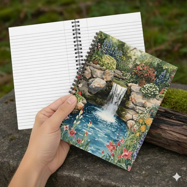 Cuaderno Tranquil Garden Waterfall Spiral Notebook (Subido por el creador)