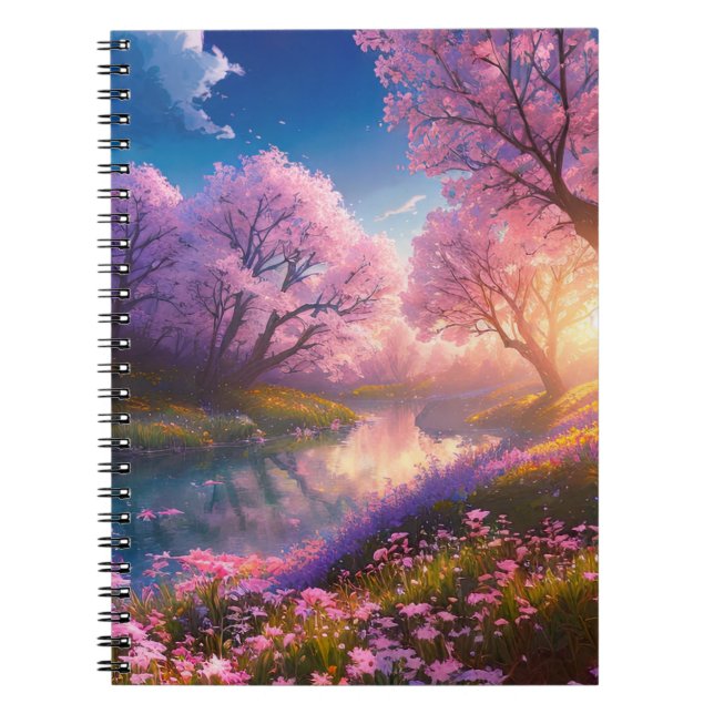 Cuaderno Tranquilidad de río y flores (Frente)