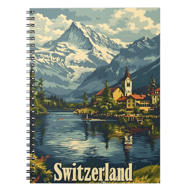 Cuaderno Tranquilidad en Suiza: Pueblo Lakeside (Frente)