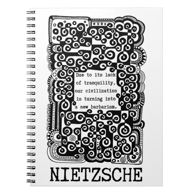 Cuaderno TRANQUILIDAD y barbarie, cita de Nietzsche (Frente)
